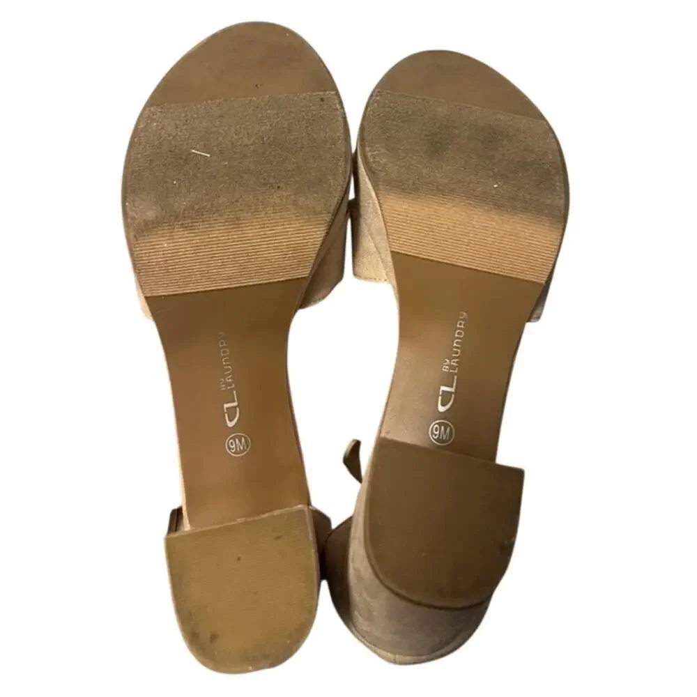 CL. by Laundry Tan Sueded Platform Block Heel Size 9 M